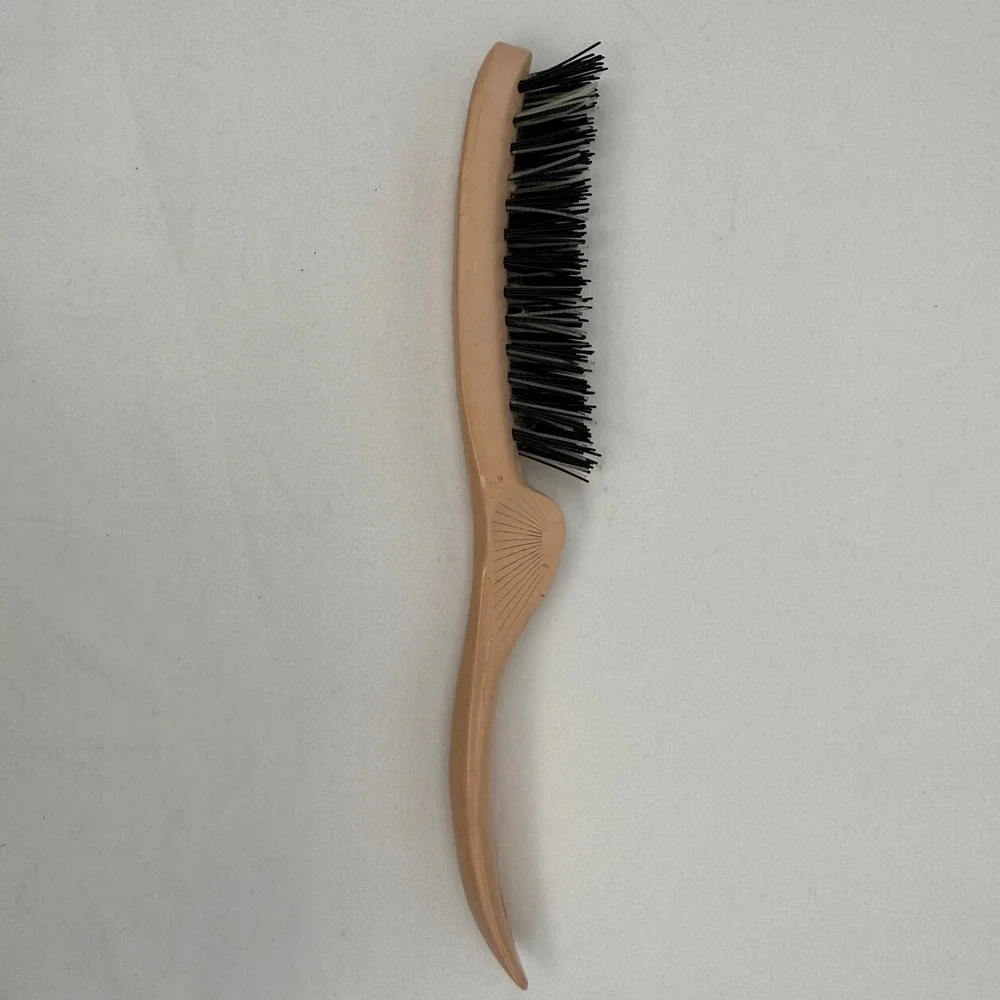 Vintage‎ Howard 77 Firm-Grip Hair Brush Peach Curved Ergonomic Handle Sunburst